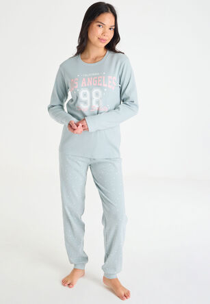 Older Girls Sage Los Angeles Star Print Top & Bottoms Pyjama Set