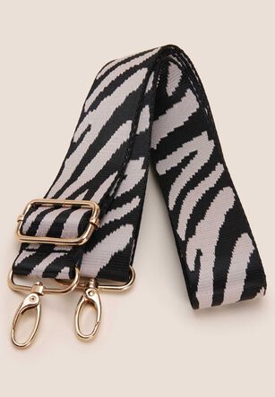 Womens Black & White Zebra Bag Strap