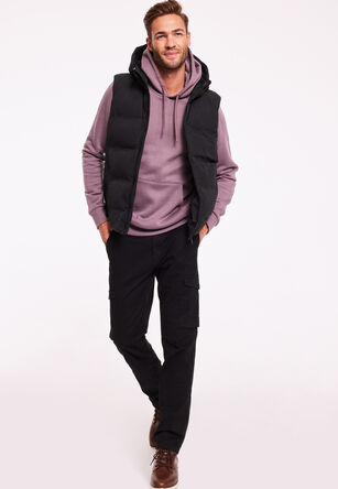 Mens Black Padded Hooded Gilet Jacket