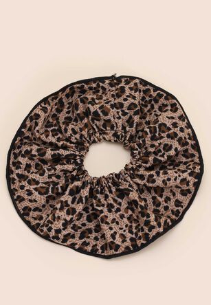 Womens Brown Leopard Print Oversized Scrunchie