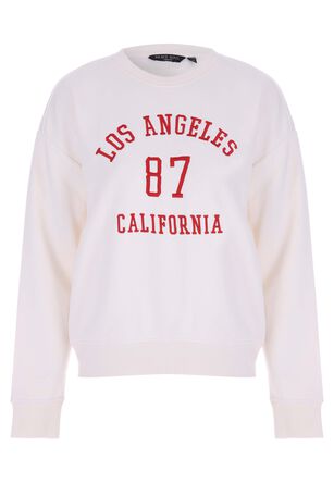 Womens Cream LA 87 Slogan Sweatshirt