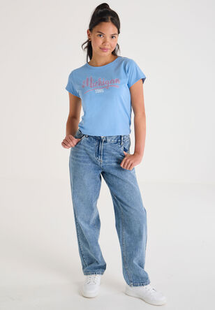 Older Girls Blue Michigan Short Sleeve T-Shirt