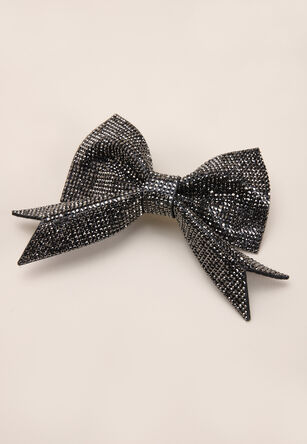 Womens Black Party Bling Bow Hair Slide