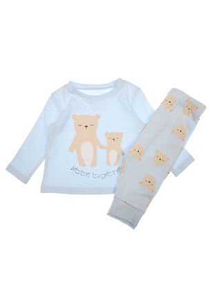 Baby Boys Blue Bear Top & Bottoms Pyjama Set