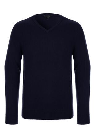 Mens Navy V-Neck Jumper
