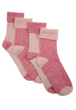 Womens 2pk Pink Thermal Ankle Socks