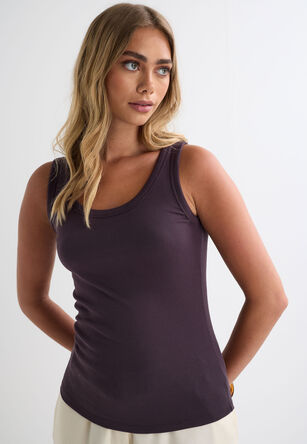 Womens Plum Plain Basic Stretch Vest Top