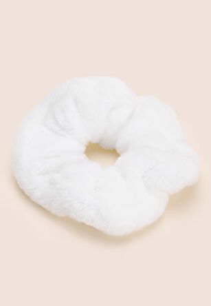Womens White Towelling Scrunchy