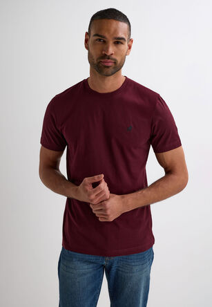 Mens Burgundy Crew Neck Basic T-Shirt