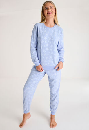 Womens Blue Star Print Pyjama Set