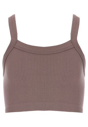 Older Girls Mocha Seam Free Rib Crop Top