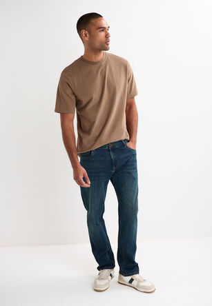 Mens Blue Plain Ollie Straight Leg Jeans
