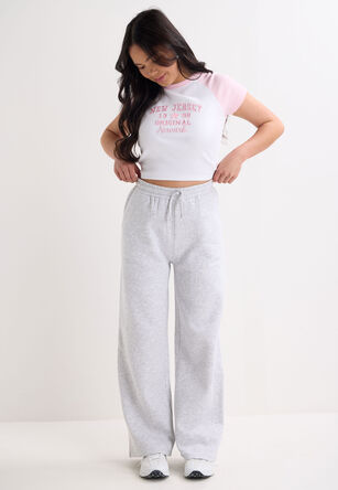 Older Girls Grey Marl Wide Leg Joggers