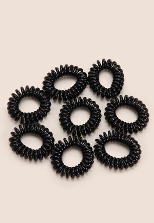 Womens 8pk Black Spiral Plastic Hair Ties