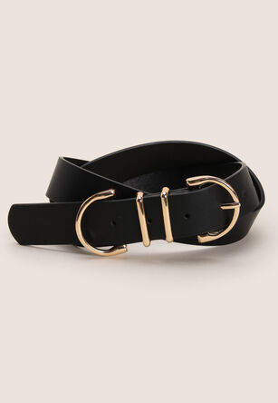 Womens Black & Gold Buckle Belt