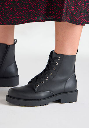 Womens Black Lace Up Ankle Boots