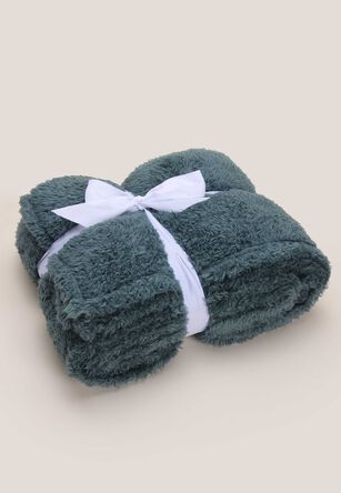 Womens Teal Plush Teddy Blanket