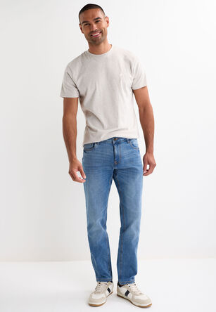Mens Light Blue Plain Ollie Straight Leg Jeans