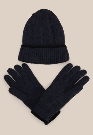 Mens Blue Hat & Glove Thinsulate Set