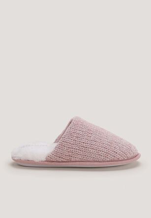 Womens Pink Glitter Lurex Mule Slipper