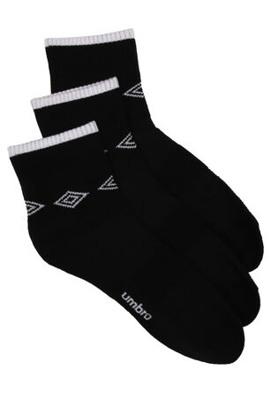 Mens 3pk Black Umbro Quarter Socks