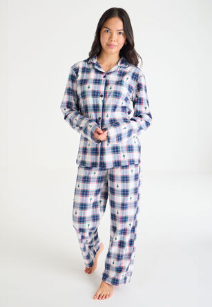 Kids Unisex Blue Check Family Christmas Pyjama Set