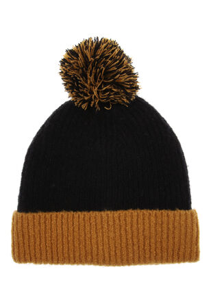 Older Boys Grey and Black Thinsulate Bobble Hat