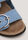 Womens Blue Denim Oversize Buckle Footbed Sandals