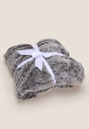 Womens Grey Plush Blanket Throw
