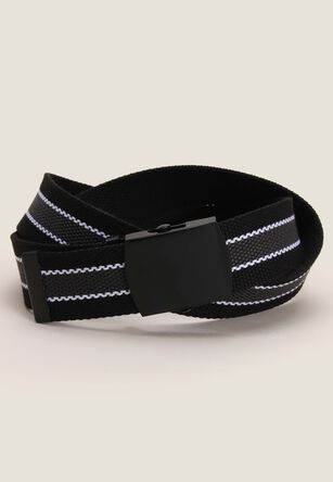 Mens Black Stripe Webbing Belt