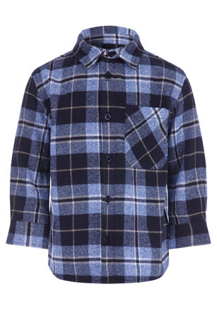Younger Boys Blue Long Sleeve Check Shirt