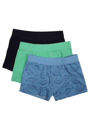 Younger Boys 3pk Blue Dino Trunks