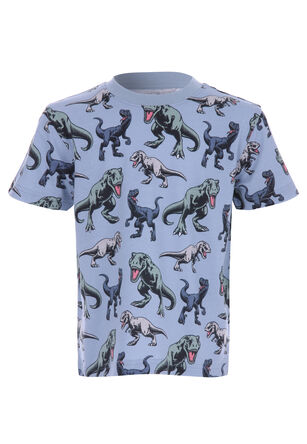 Younger Boys Blue Dinosaur Print T-shirt
