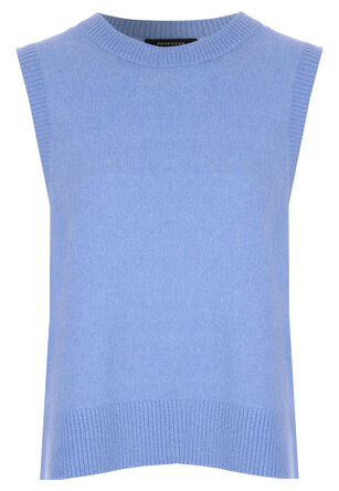 Womens Blue Plain Sleeveless Jumper