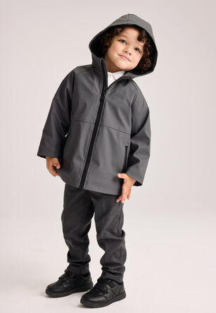 Younger Boys Charcoal Plain Rubber Mac