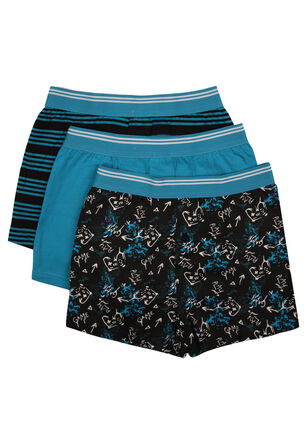Older Boys 3pk Blue Gaming Loosefit Boxers