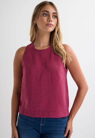 Womens Berry Textured Vest Top