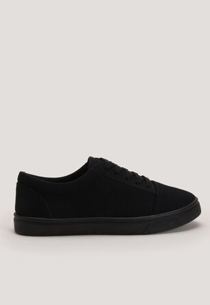 Older Boys Black Lace Up Canvas Shoes