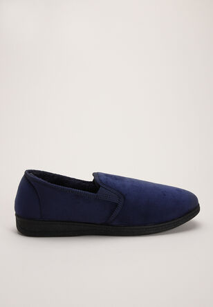 Mens Plain Navy Loafer Slippers