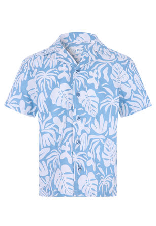 Younger Boys Light Blue Leaf Shirt 