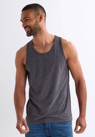 Mens Grey Cotton Textured Vest Top
