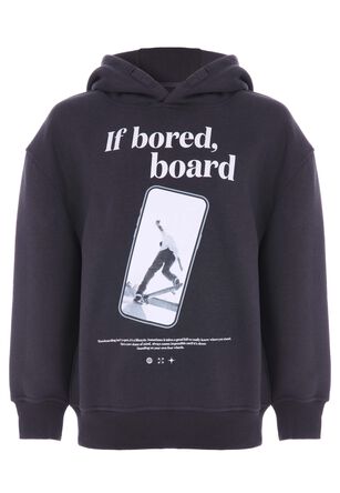Older Boys Charcoal Graphic Skater Hoody